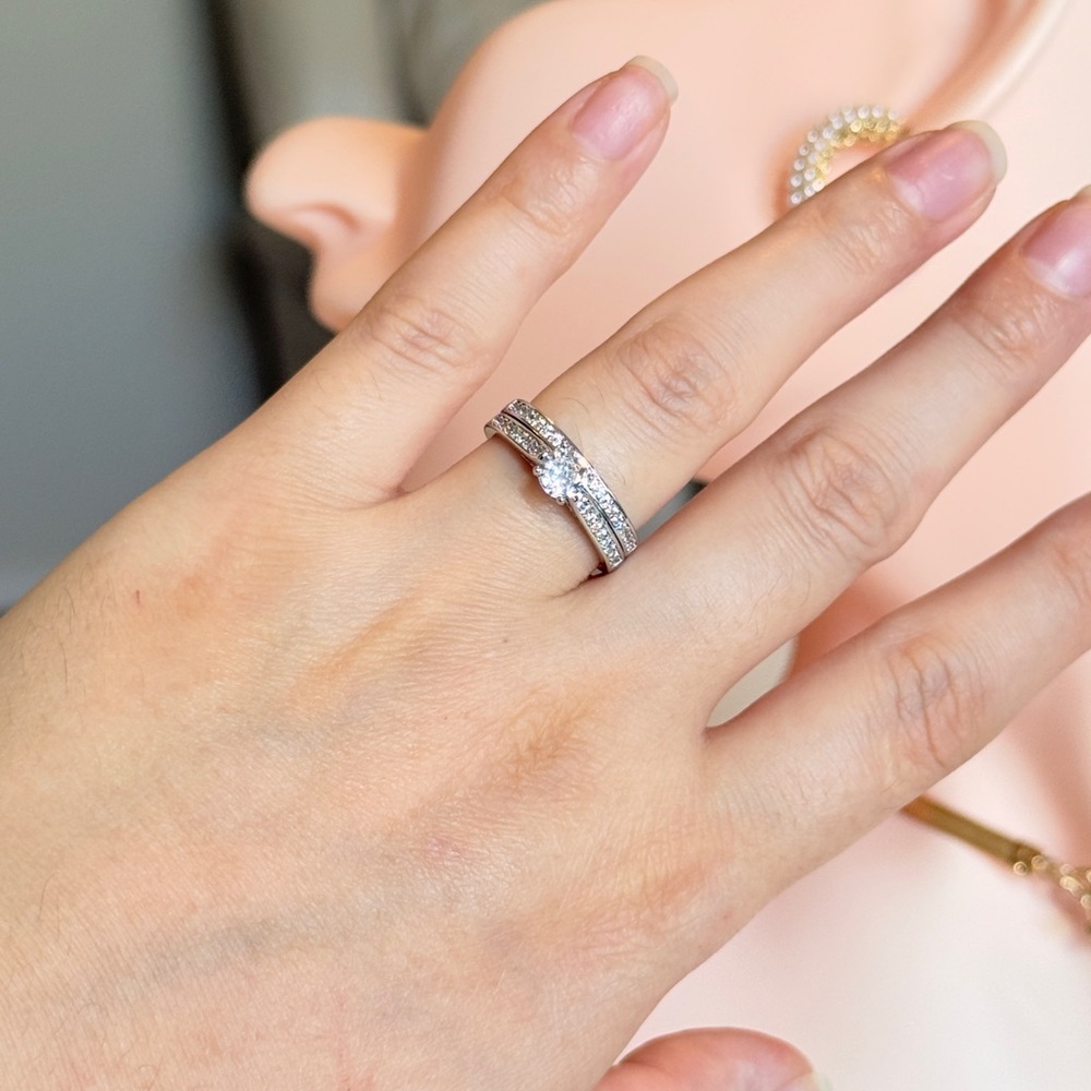 S925 Silver Cubic Zirconia Ring Set